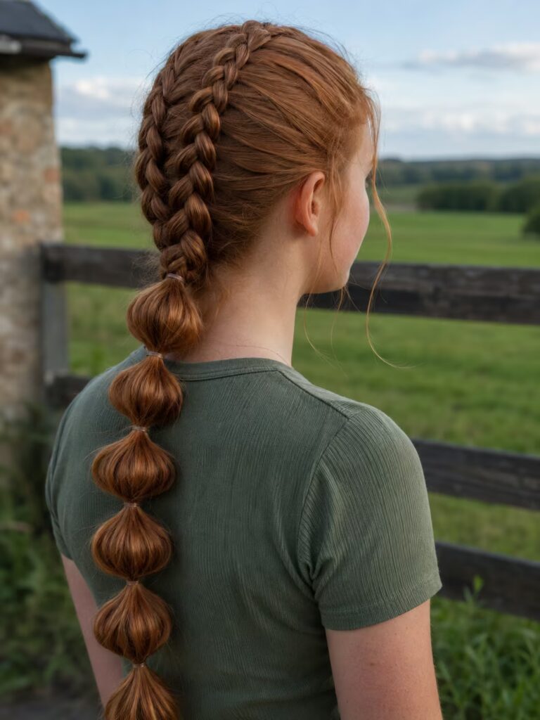 Bubble Braid Hybrid braided hairstyle for teens
