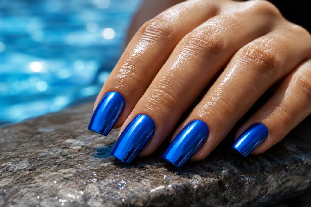 Electric Blue Chrome Square