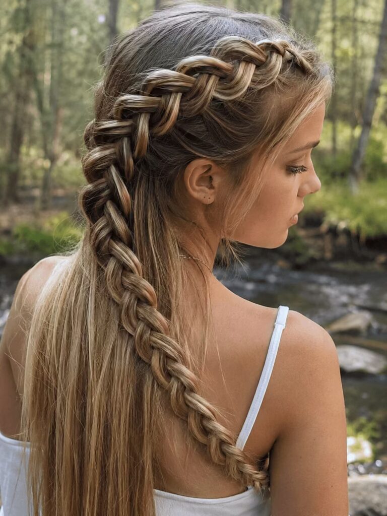 Snake braided hairstyle for teens