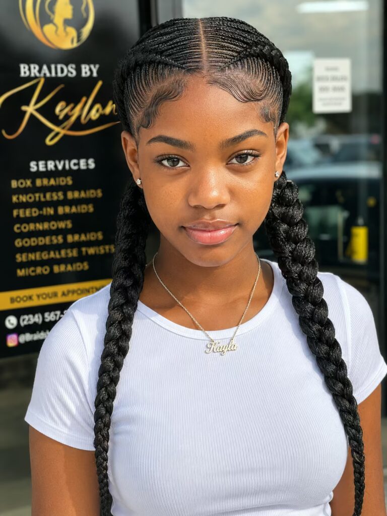 Braided Pigtails with Micro Braids braided hairstyle for teens