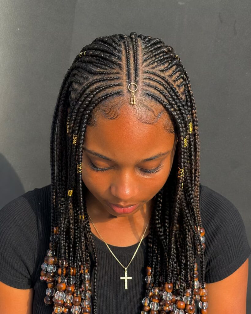 Fulani Braids as one of the braided hairstyle for teens