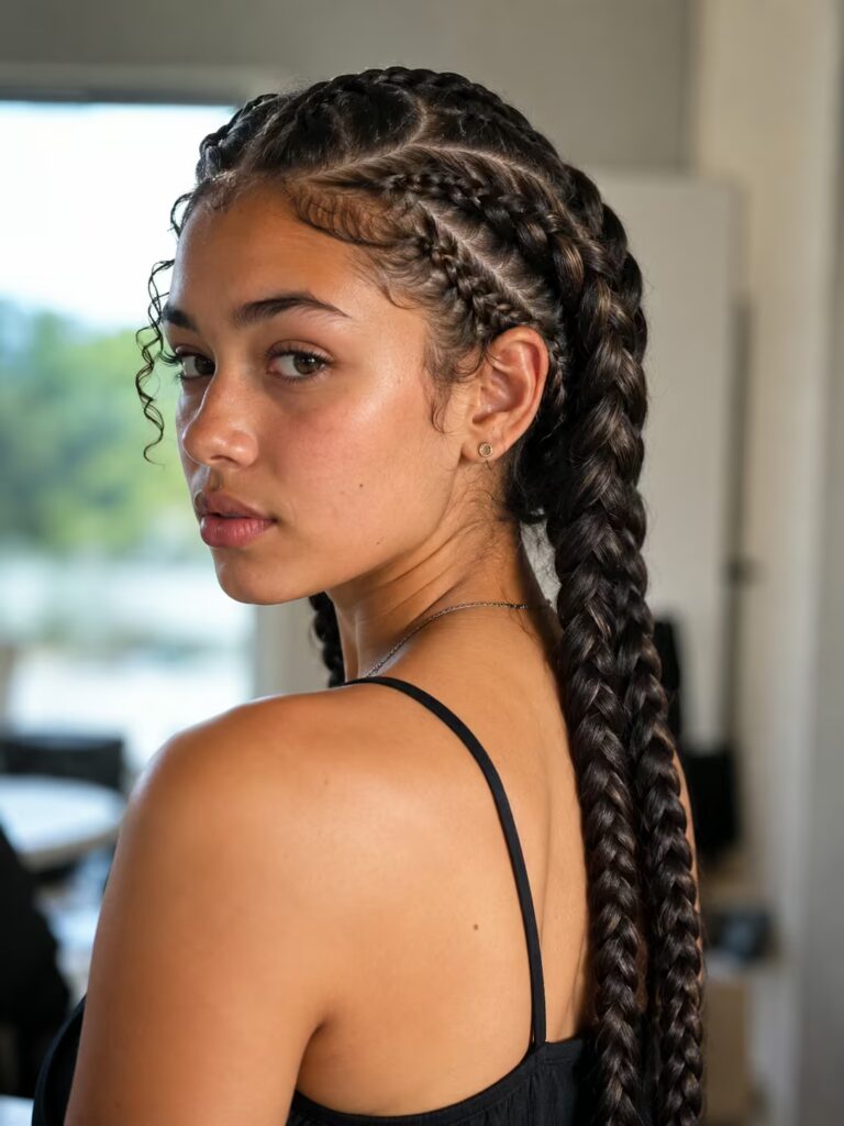 Double Helix braided hairstyle for teens