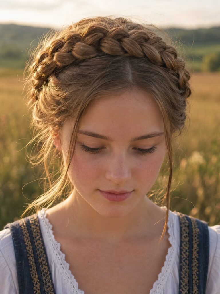 Milkmaid braided hairstyle for teens