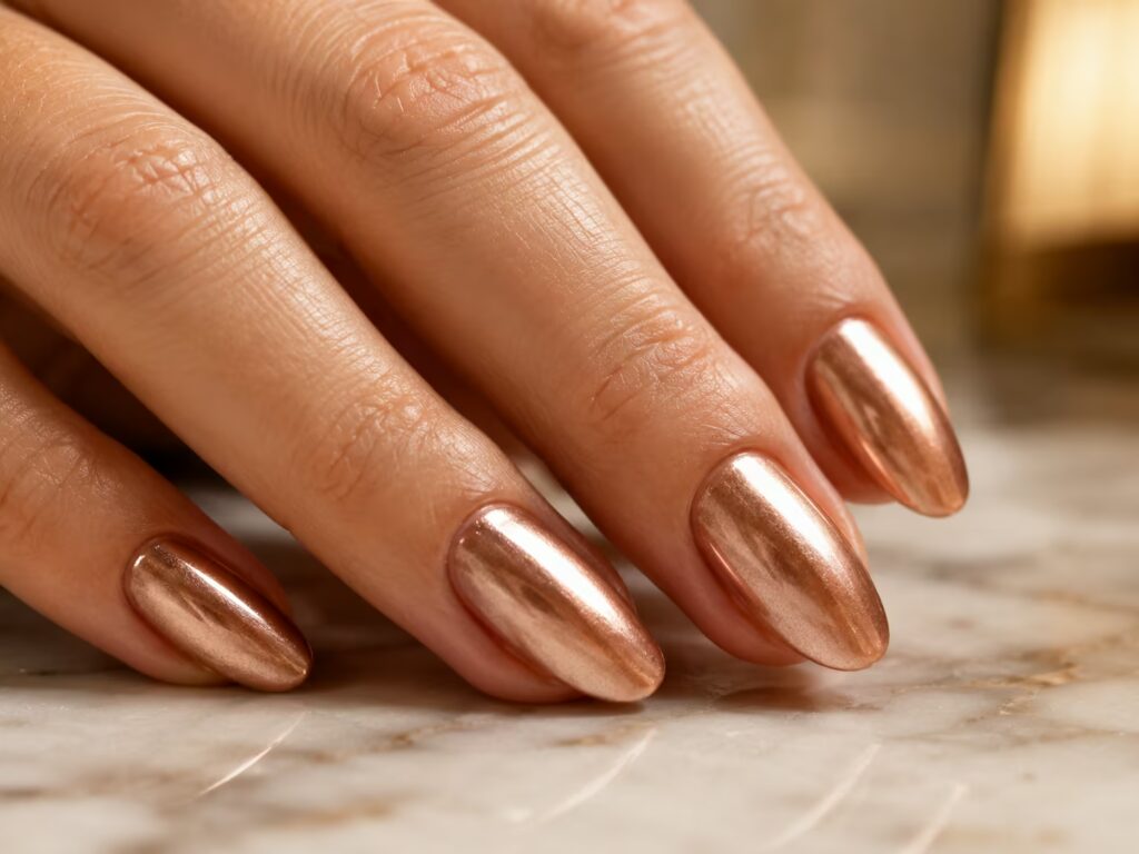 Rose Gold Metallic Almond