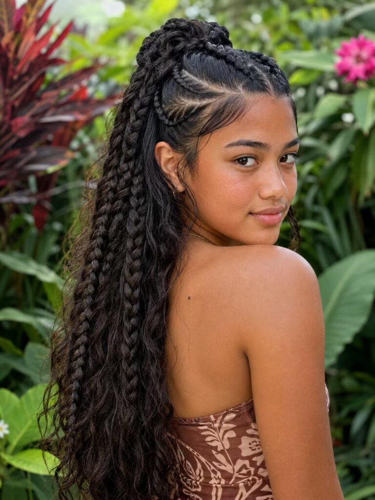 Braided Half-Up Half-Down braided hairstyle for teens