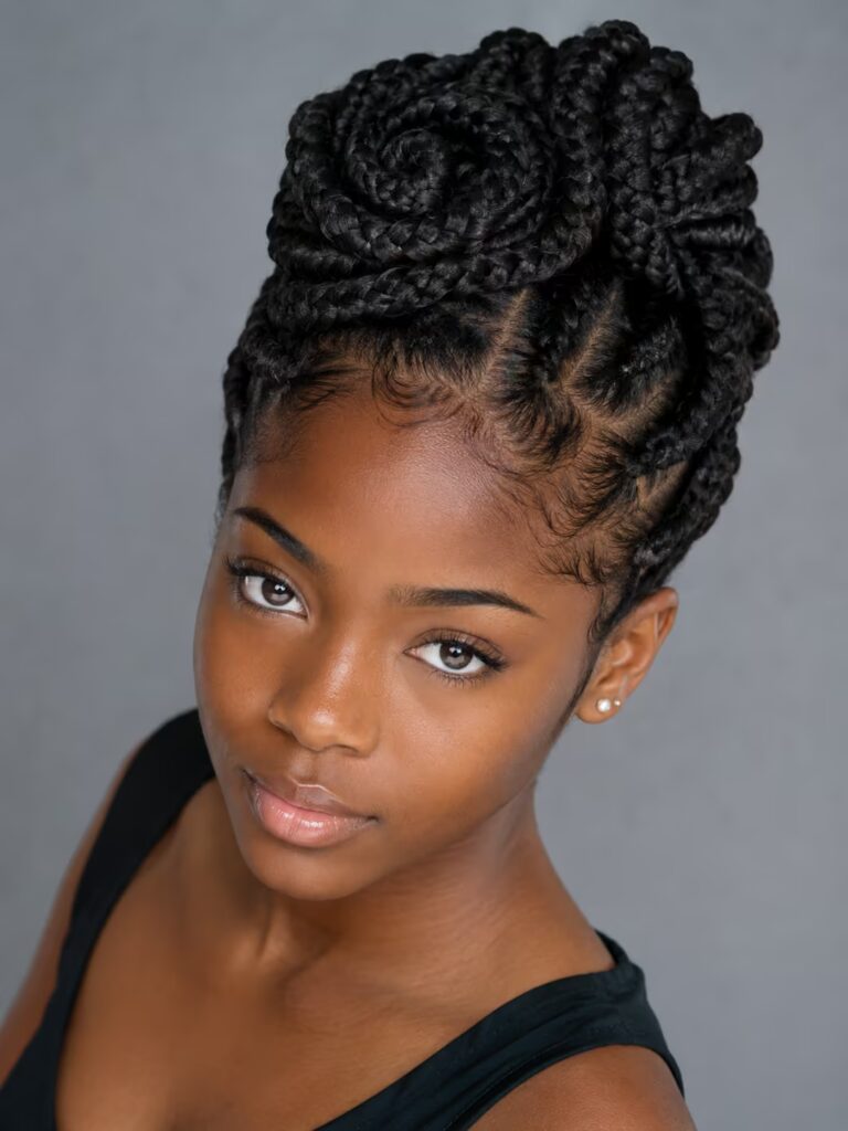 Goddess Braids Updo braided hairstyle for teens