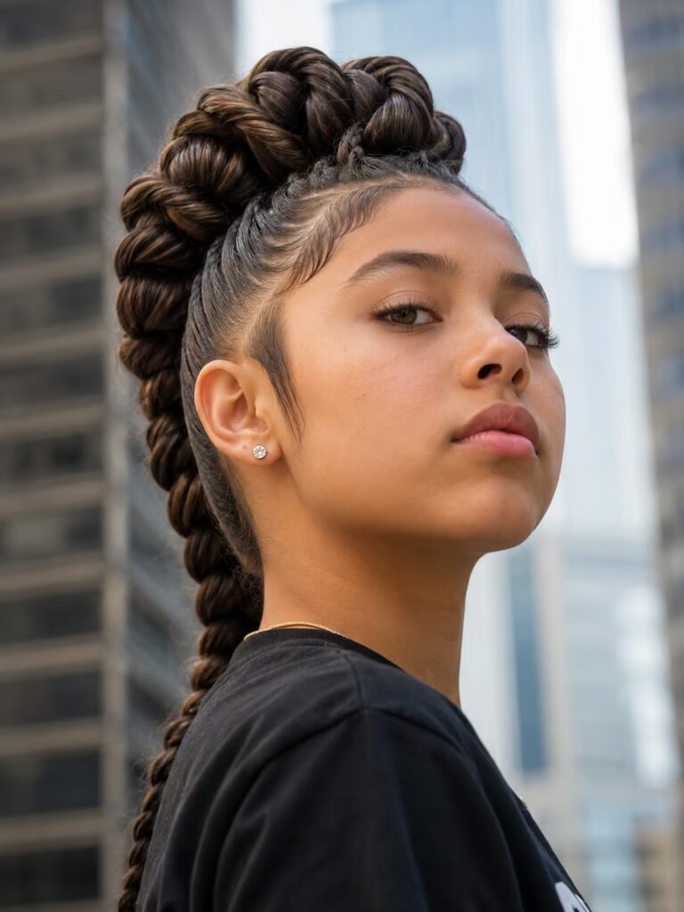 Rope Braid Mohawk braided hairstyle for teens