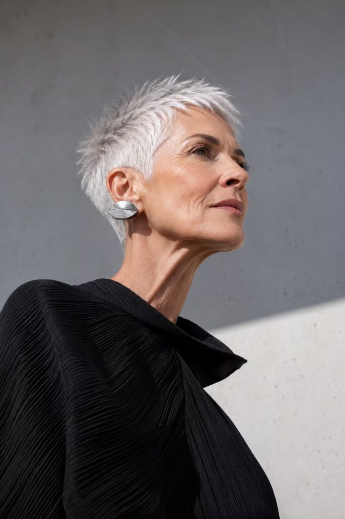 Frosted Short Crop as one of the Haircuts for Older Women