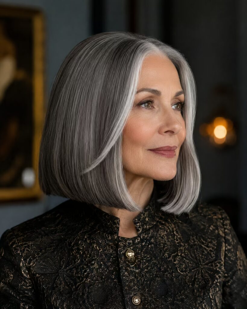 Sleek Glossy Silver Bob