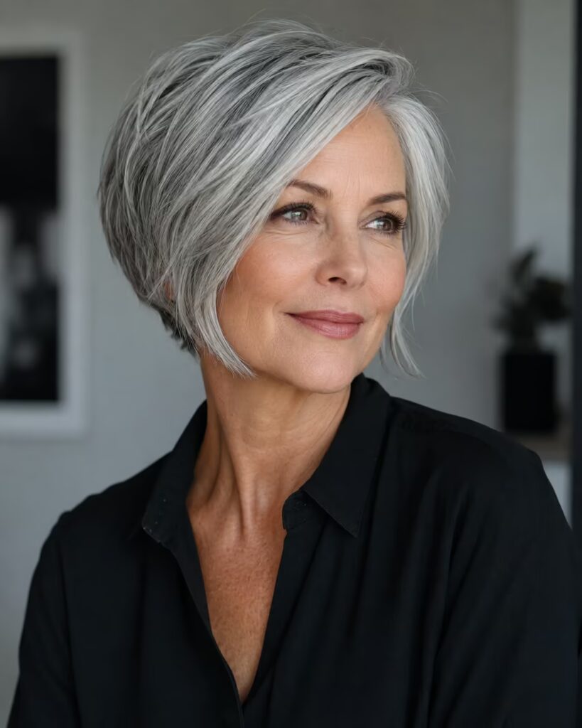 Soft Silver Bixie Haircut for Older Women