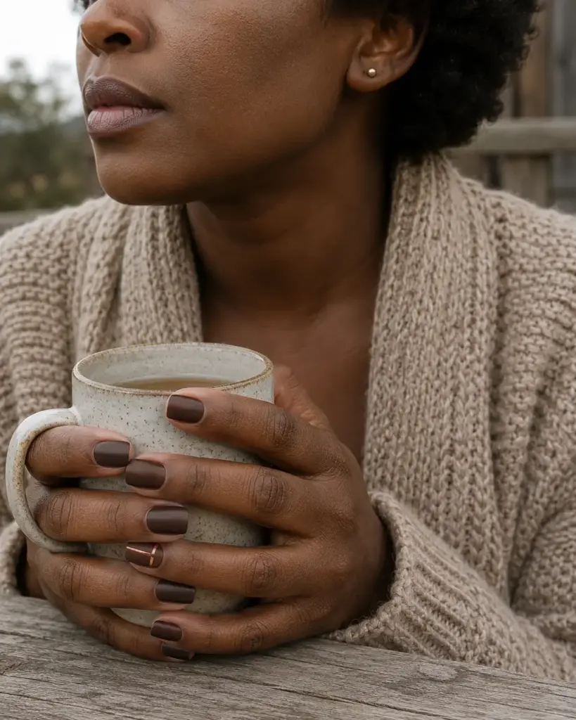 Cocoa Brown Matte with Copper Stripe