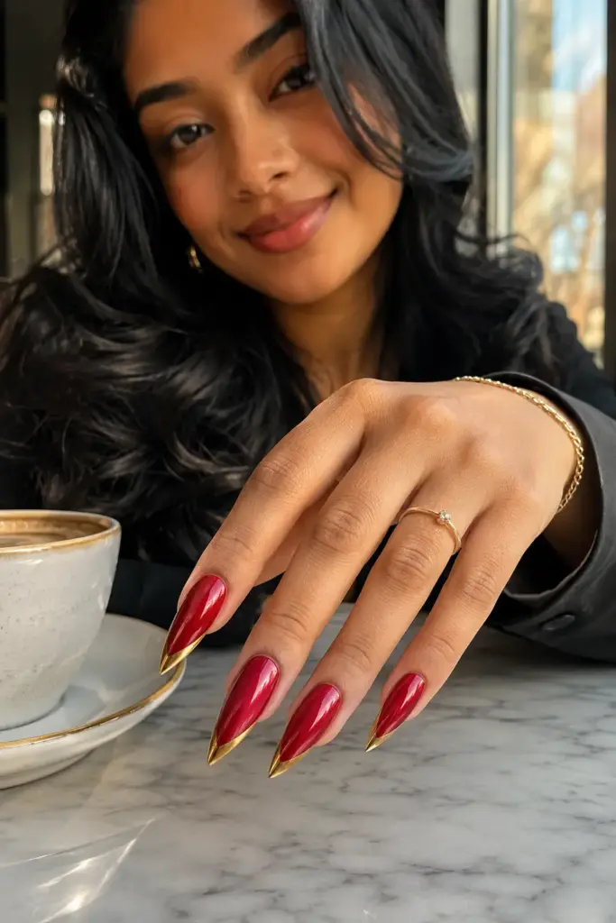 Ruby Gold-Tip Stiletto