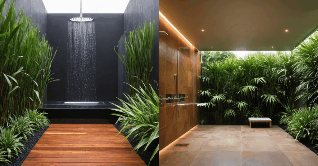 11. New Zealand Flax (Phormium spp.)  as winter-proof plant for outdoor shower