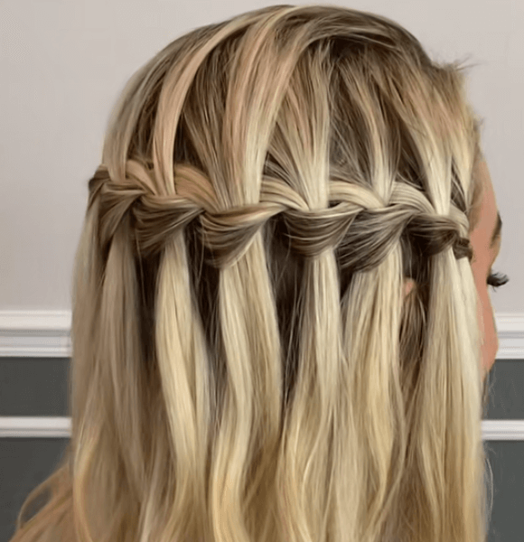 14. Waterfall Braid with Loose Curls
