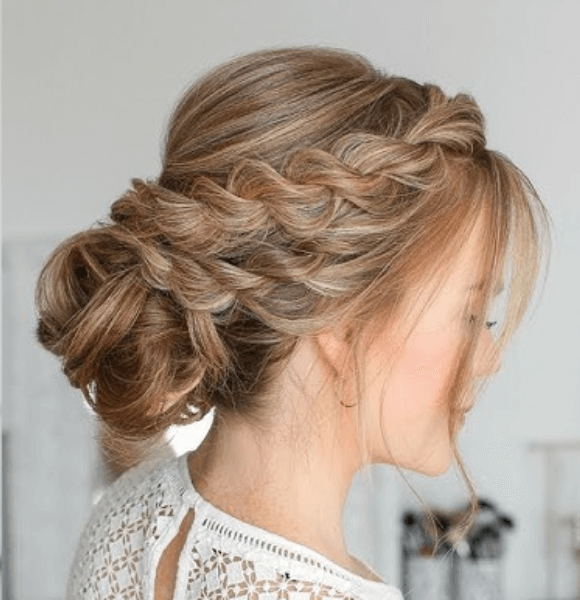 6. Twisted Low Bun with Side Part