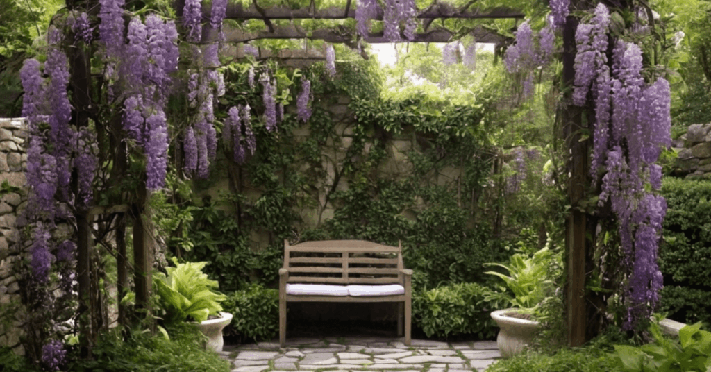7. Pergolas with Cascading Vines as an Outdoor Shower Privacy Ideas Using Natural Green Screens