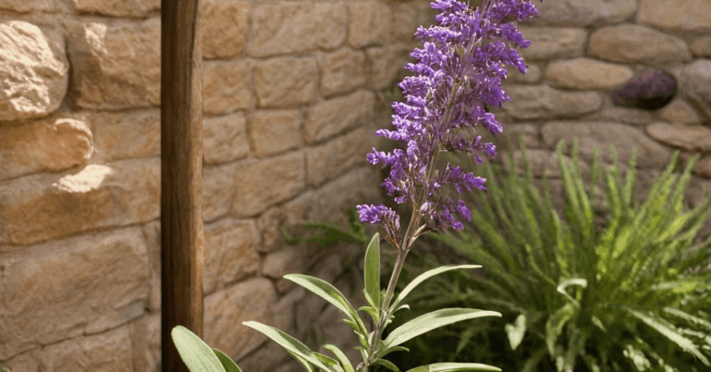 Mexican Bush Sage (Salvia leucantha)  as winter-proof plant for outdoor shower
